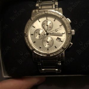 Men’s White Stainless Steel Bulova Watch